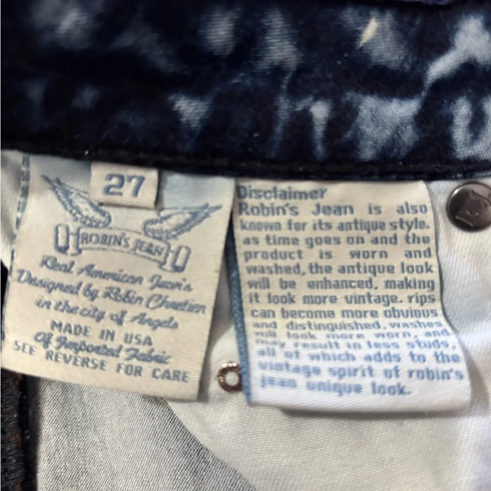 RARE * ROBIN’S JEANS MOTORCYCLE MOTO ACID WASH STUDDED JEANS * Cut 606966 * Y2K - Picture 13 of 17